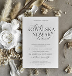 Zaproszenia ślubne tanie Minimalistyczne Zaproszenie Ślubne Czarno Białe, Monochromatyczne Zaproszenia na Ślub 0