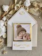 ZAPROSZENIA NA CHRZCINY dla chłopca zaproszenie na Chrzest Złote zaproszenie na chrzciny ze zdjęciem presonalizowane0