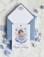 ZAPROSZENIA NA CHRZCINY dla chłopca klasyczne Zaproszenie na Chrzest z kalką, Eleganckie Zaproszenia na Chrzciny  presonalizowane0