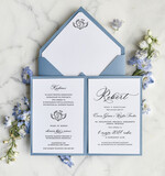 ZAPROSZENIA NA CHRZCINY dla chłopca zaproszenie na Chrzest Niebieskie Klasyczne zaproszenie na chrzciny ze zdjęciem  presonalizowane2