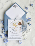 ZAPROSZENIA NA CHRZCINY dla chłopca klasyczne Zaproszenie na Chrzest z kalką, Eleganckie Zaproszenia na Chrzciny  presonalizowane1