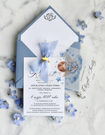 ZAPROSZENIA NA CHRZCINY dla chłopca klasyczne Zaproszenie na Chrzest z kalką, Eleganckie Zaproszenia na Chrzciny ze Zdjęciem 1