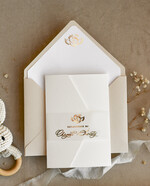 ZAPROSZENIA NA CHRZCINY dla chłopca Boho Złocone Zaproszenie na Chrzest w folderze, Eleganckie Zaproszenia na Chrzciny ze Zdjęciem 3