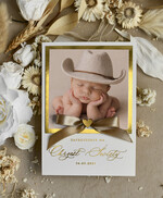 ZAPROSZENIA NA CHRZCINY dla chłopca zaproszenie na Chrzest Złote Eleganckie zaproszenie na chrzciny ze zdjęciem presonalizowane 1