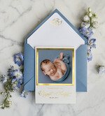 ZAPROSZENIA NA CHRZCINY dla chłopca zaproszenie na Chrzest Złote zaproszenie na chrzciny ze zdjęciem  presonalizowane0