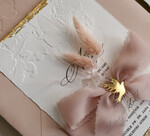 ZAPROSZENIA NA CHRZCINY dla dziewczynki  Boho Złocone Zaproszenie na Chrzest tłoczone, Eleganckie Tłoczone Zaproszenia na Chrzciny 3