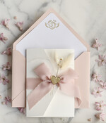 ZAPROSZENIA NA CHRZCINY dla dziewczynki  Boho Złocone Zaproszenie na Chrzest w folderze, Eleganckie Zaproszenia na Chrzciny ze Zdjęciem 1