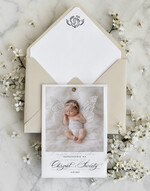 ZAPROSZENIA NA CHRZCINY dla dziewczynki  klasyczne Zaproszenie na Chrzest z kalką, Eleganckie Zaproszenia na Chrzciny ze Zdjęciem 0