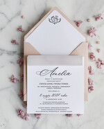 ZAPROSZENIA NA CHRZCINY dla dziewczynki   Różowe Zaproszenie na Chrzest z Aniołkiem, Eleganckie Zaproszenia na Chrzciny ze Zdjęciem 1