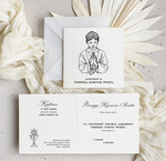 Gotowe zaproszenia na Komunię  dla chłopca Eleganckie zaproszenia na Pierwszą Komunię Świętą do samodzielnego wypełnienia w zestawie z kopertą0