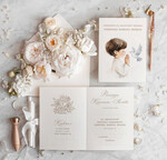 Gotowe zaproszenia na Komunię  dla chłopca Eleganckie zaproszenia na Pierwszą Komunię Świętą do samodzielnego wypełnienia w zestawie z kopertą0