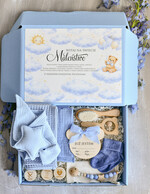 prezent dla Malucha - Wyprawka duze boxy preznetowe dla noworodka  Zestaw prezentowy dla Noworodka - Wyprawka Niemowlę Baby Shower boho gryzak pieluszka Kroki Milowe0
