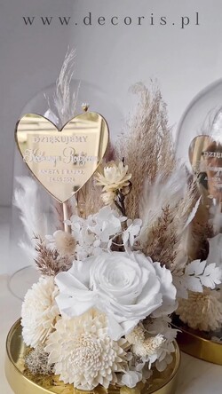 Prezenty, Podziękowania dla Rodziców Kompozycje Kwiatowe / Flowerboxy ślubne podziekowania dla rodzicow prezent dla mamy i taty na wesele kwiaty w kopule kompozycja z kwiatów suszonych pomysł na prezent dla rodziców, wieczne róże1