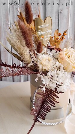 Prezenty, Podziękowania dla Rodziców Kompozycje Kwiatowe / Flowerboxy podziekowania dla rodzicow prezent dla mamy i taty na wesele, kompozycja z kwiatów suszonych pomysł na prezent dla rodziców, wieczne róże, flower box dla rodziców1