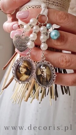 Medalion do bukietu ślubnego medalik zawieszka medalion do bukietu ślubnego, medalik ze zdjęciem do bukietu dla Panny Młodej, zdjęcie rodziców dziadków na bukiecie ślubnym 1