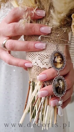 Medalion do bukietu ślubnego medalik podwójny Medalion ślubny do bukietu zdjęcie portret na pamiątkę wisiorek, Medalion do bukietu ślubnego ze zdjęciem1