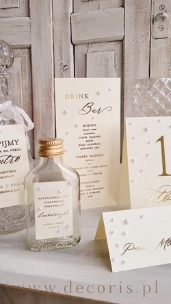 Podziękowania dla Gości Weselnych Butelki podziękowania prezenciki dla gości weselnych, piersiówki do własnego wypełnienia butelka 100 ml podziękowanie dla gości etykieta zdobiona perełkami1