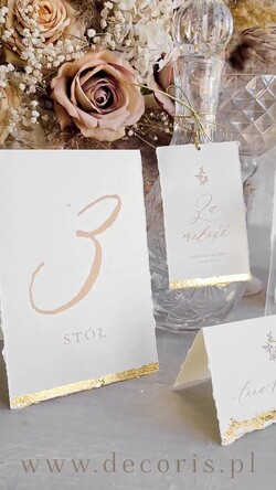 Winietki glamour ślubne winietki na stół weselny, wizytówki na stóły weselne z płatkami złota, karteczki z miejscem usadzenia gości weselnych1