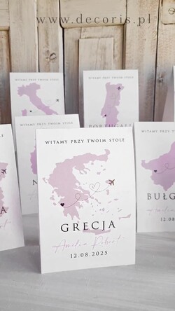 Menu botaniczne podróżnicze  karta dań weselnych menu weselne plan podawania posiłków numerek na stół weselny w jednym, menu weselne z mapą świata 1